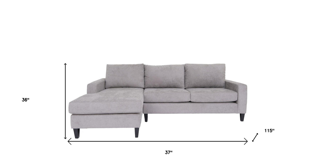 Gray Polyester Blend Stationary L Shaped Two Piece Corner Sectional