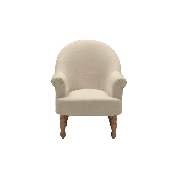 33" Pale Beige And Brown Linen Arm Chair