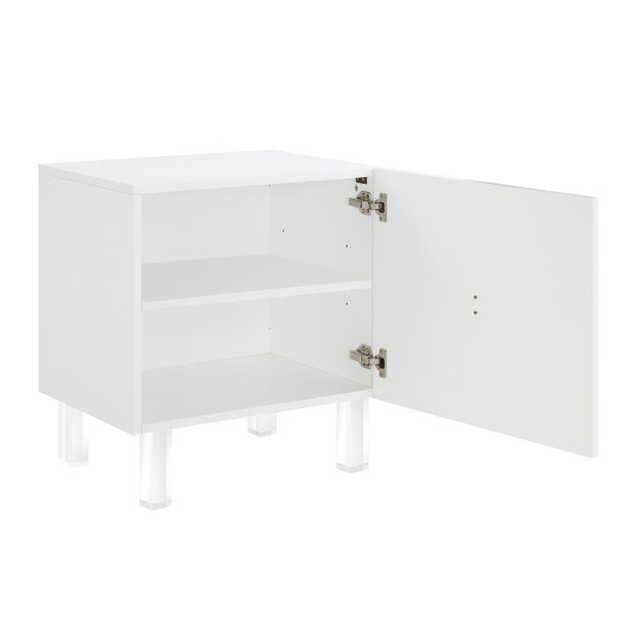 24" Clear and White End Table with Two Shelves