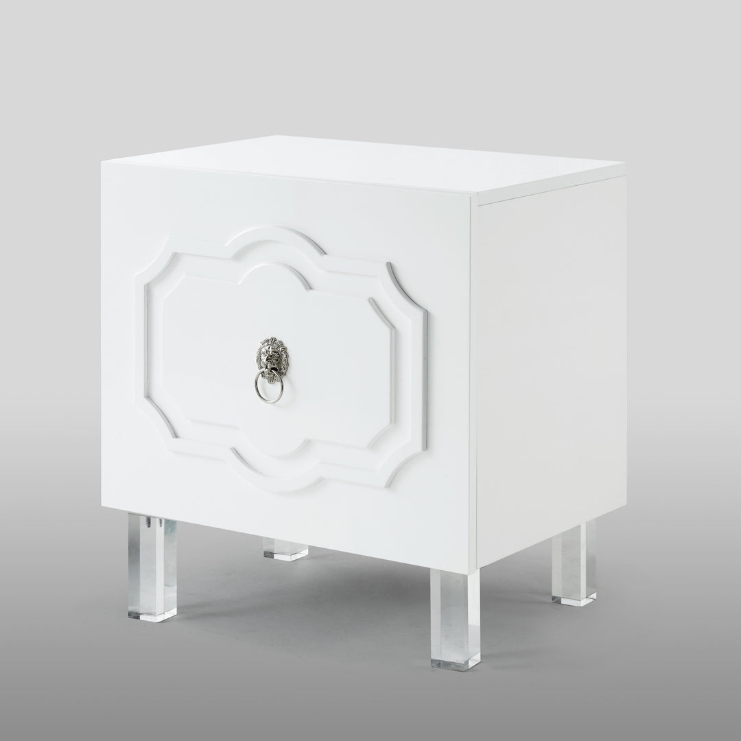 24" Clear and White End Table with Two Shelves