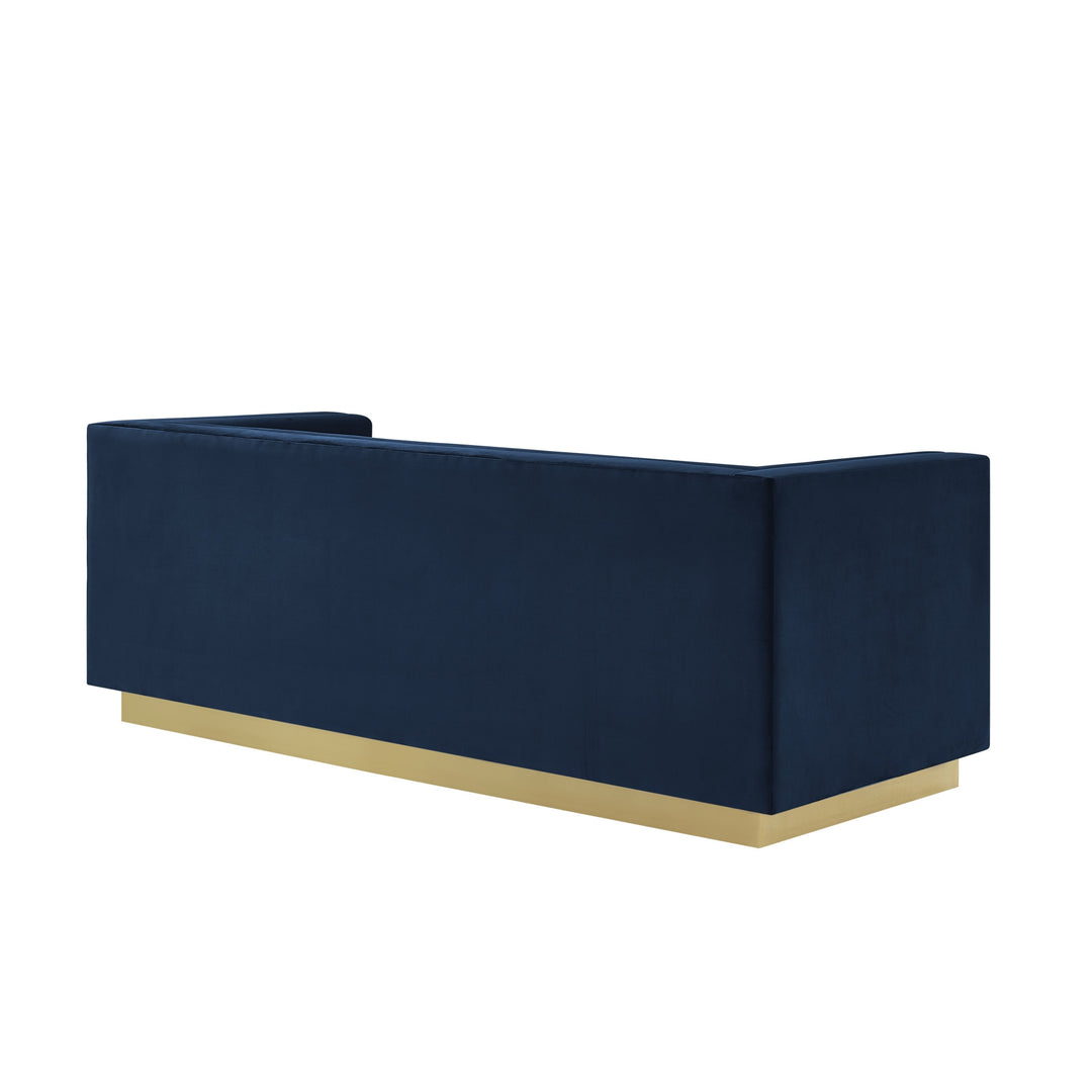 84" Navy Blue Velvet Sofa