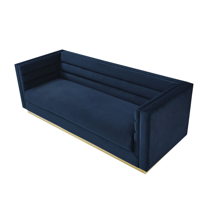 84" Navy Blue Velvet Sofa