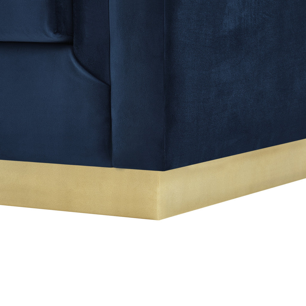 84" Navy Blue Velvet Sofa