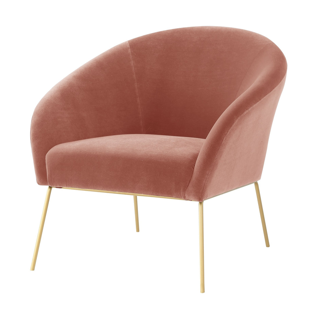 31" Blush and Gold Velvet Barrel Chair