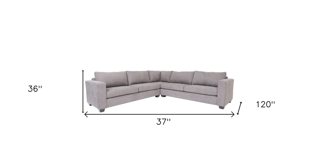 Gray Polyester Blend L Shaped Three Piece Sectional