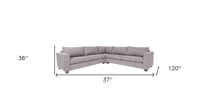 Gray Polyester Blend L Shaped Three Piece Sectional