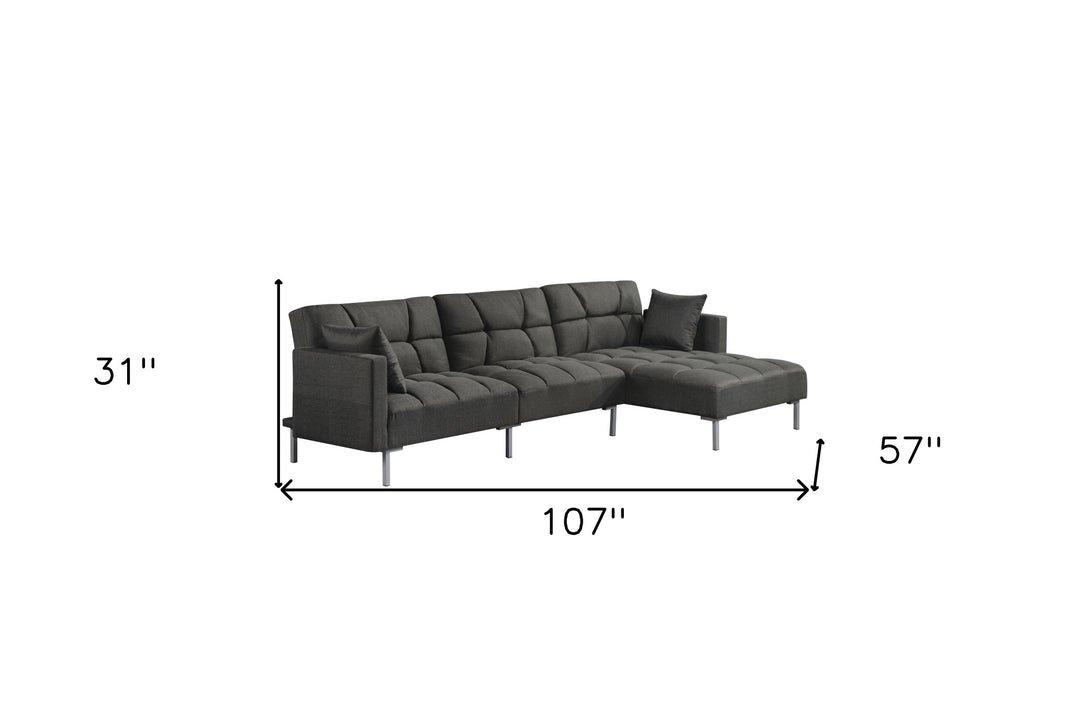 Gray 100% Polyester L Shaped Two Piece Sofa and Chaise