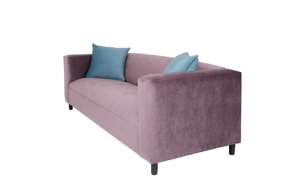 72" Lavender Velvet And Black Sofa With Toss Pillows