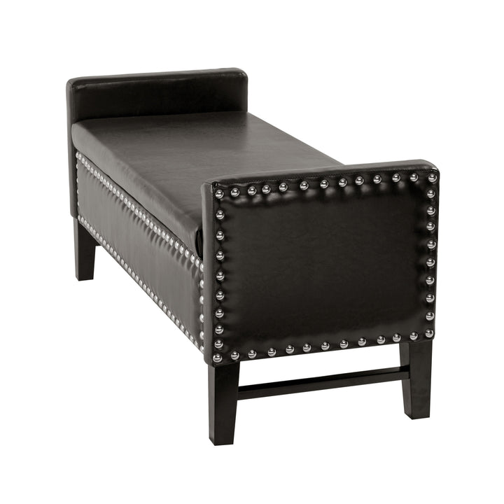 50" Espresso Upholstered PU Leather Bench with Flip top, Shoe Storage