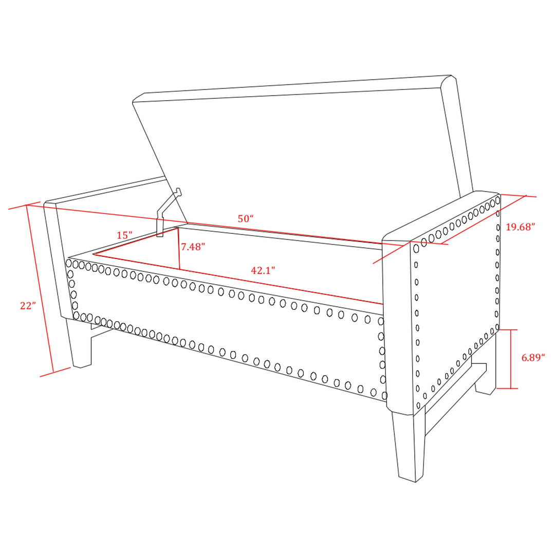 50" Espresso Upholstered PU Leather Bench with Flip top, Shoe Storage