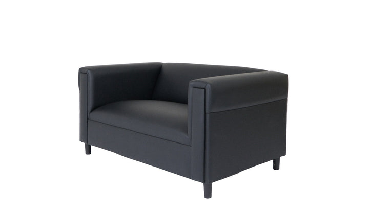 54" Black Faux Leather Loveseat