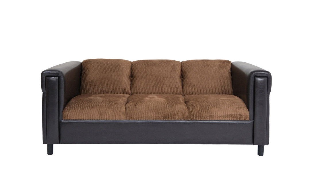 72" Brown And Black Chenille Sofa