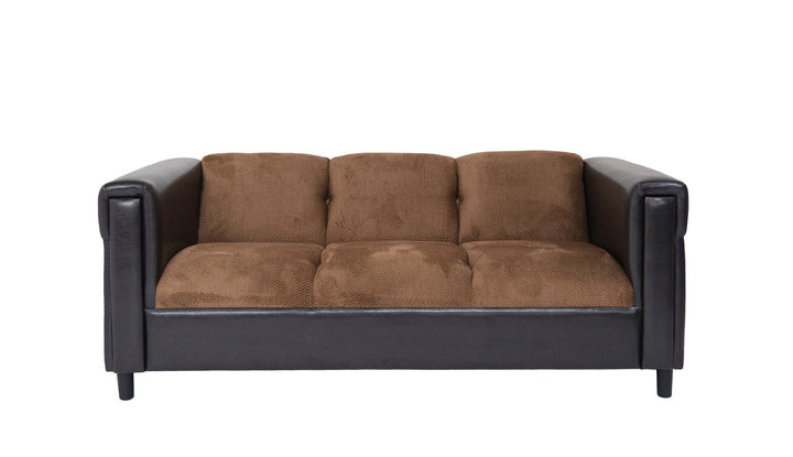 72" Brown And Black Chenille Sofa