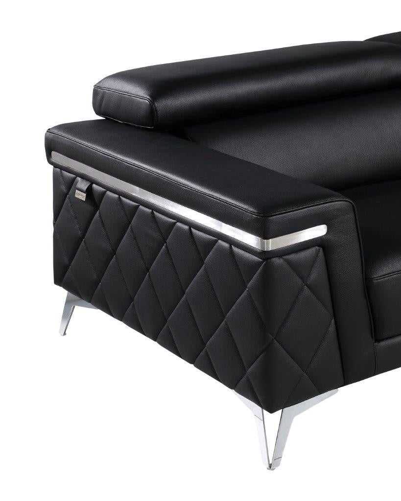 70" Black And Silver Metallic Leather Loveseat