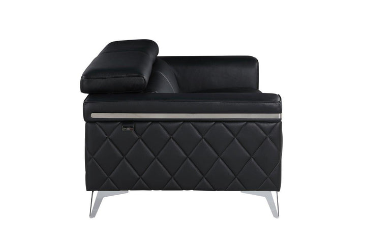 70" Black And Silver Metallic Leather Loveseat