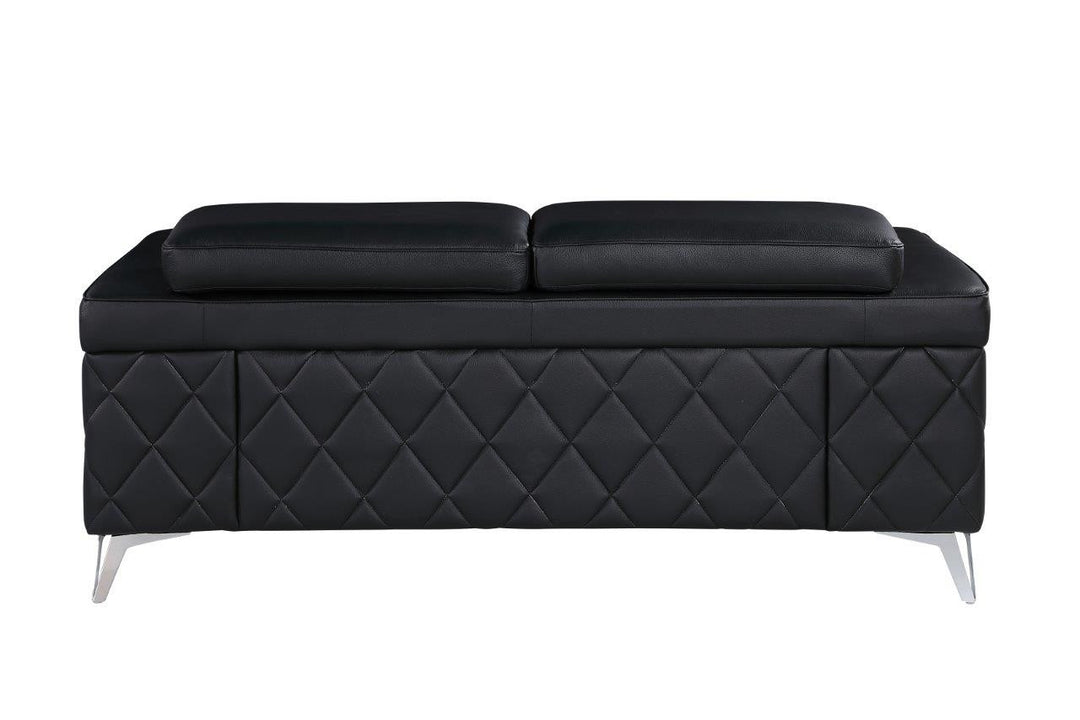 70" Black And Silver Metallic Leather Loveseat