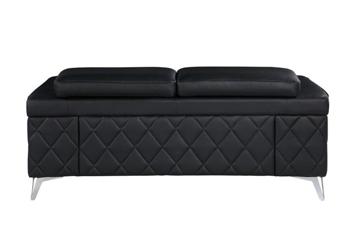 70" Black And Silver Metallic Leather Loveseat