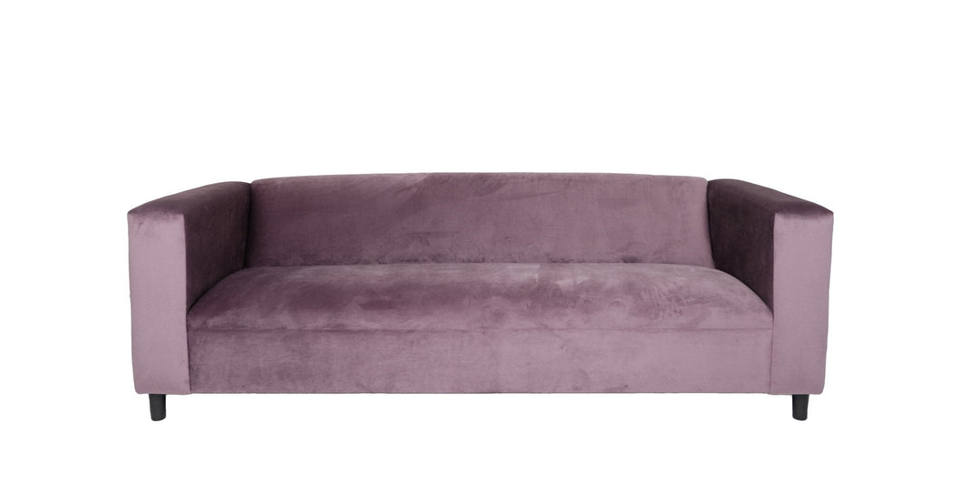 72" Lavender Blue Velvet And Black Sofa