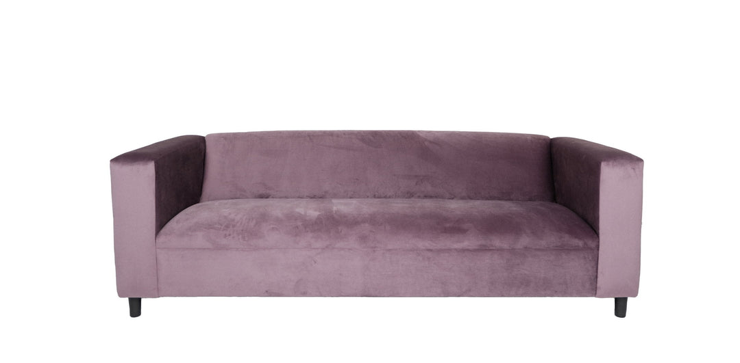 72" Lavender Blue Velvet And Black Sofa