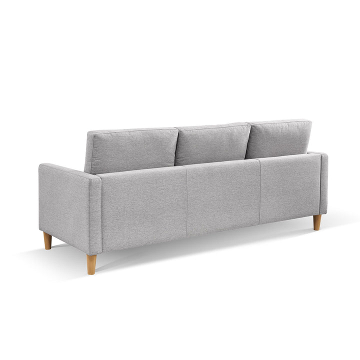 87" Light Gray Polyester Blend and Natural Sofa with Ottoman