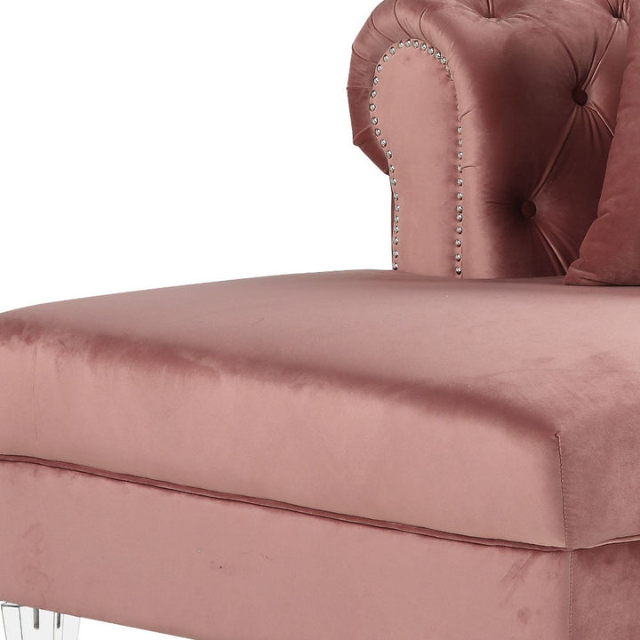 Pink Velvet Curved Four Piece Corner Sectional