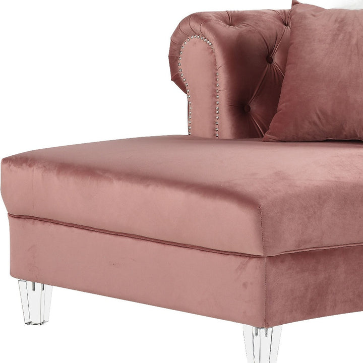 Pink Velvet Curved Four Piece Corner Sectional