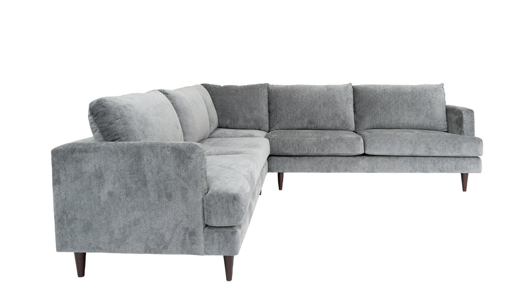 Silver Velvet L Shaped Three Piece Sectional