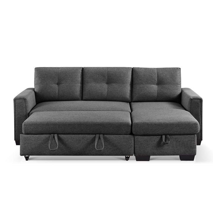 92" Dark Gray Polyester Blend and Black Convertible Futon Sleeper Sofa