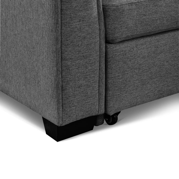 92" Dark Gray Polyester Blend and Black Convertible Futon Sleeper Sofa