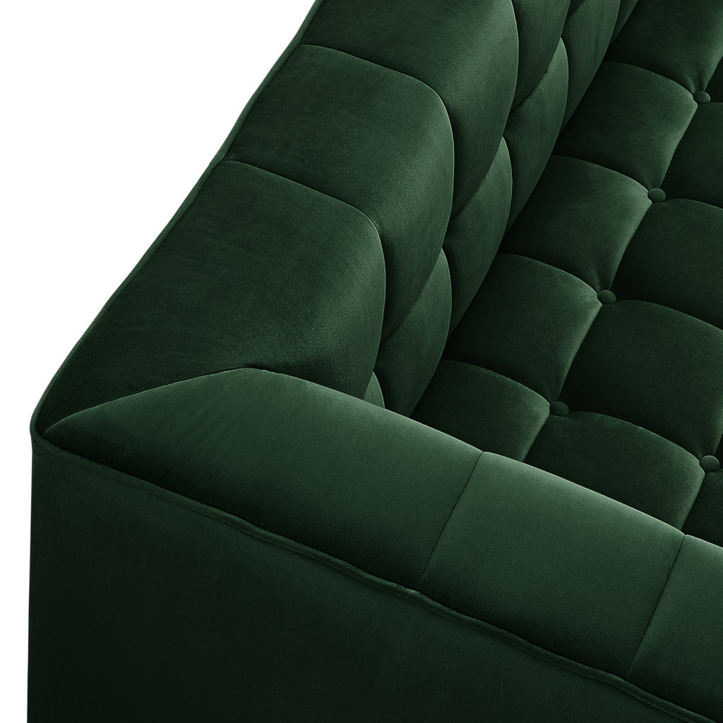 88" Hunter Green Velvet and Clear Sofa and Toss Pillows