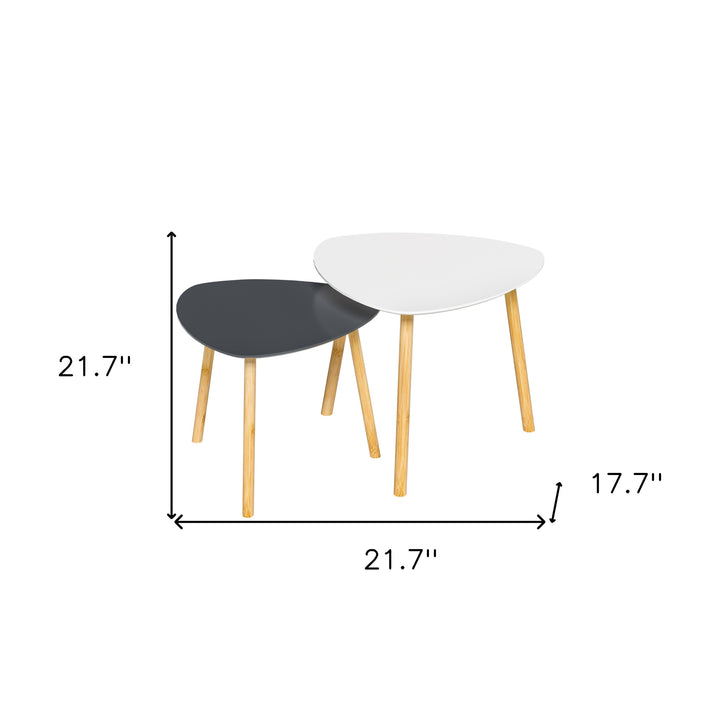 Set Of Two 22" Natural And Gray and White Nested Tables