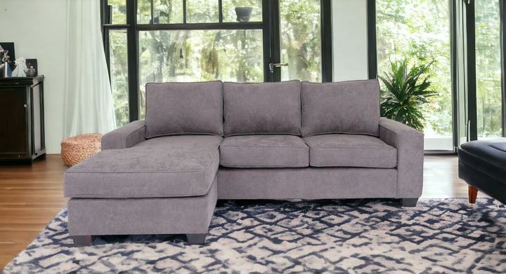 Gray Polyester Blend Stationary L Shaped Two Piece Corner Sectional