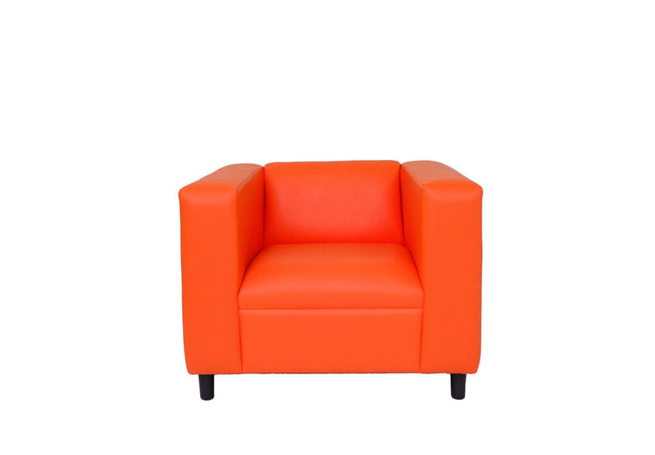 36" Orange And Black Faux Leather Arm Chair