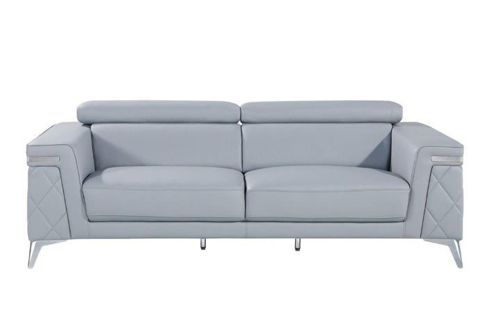 89" Gray And Silver Italian Leather Sofa