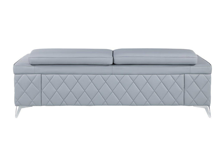 89" Gray And Silver Italian Leather Sofa