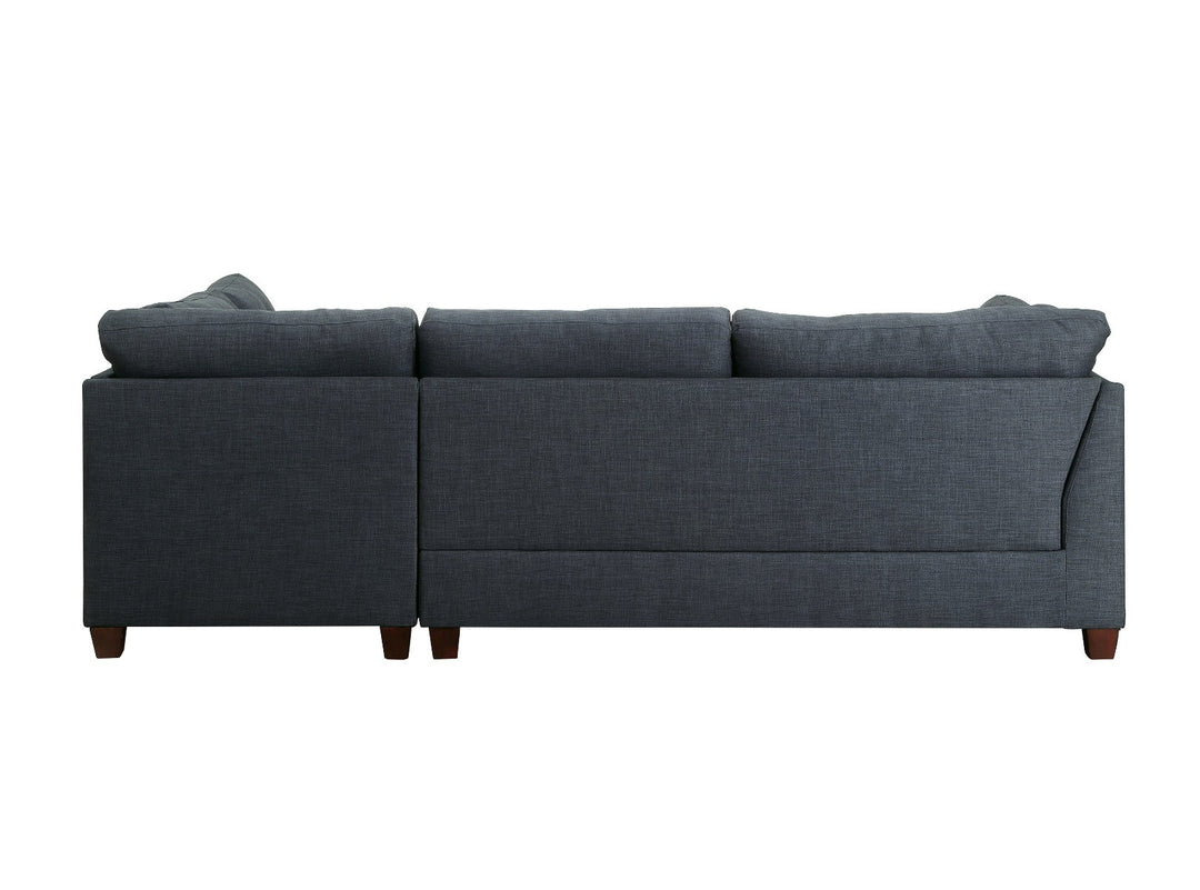 Blue Linen L Shaped Two Piece Sofa and Chaise