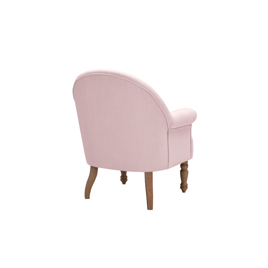 33" Pink And Brown Linen Arm Chair