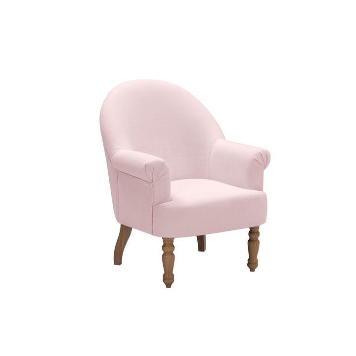 33" Pink And Brown Linen Arm Chair