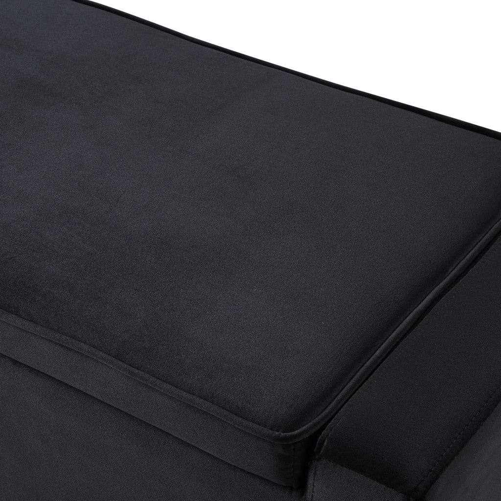 47" Black Upholstered Velvet Bench with Flip top, Shoe Storage