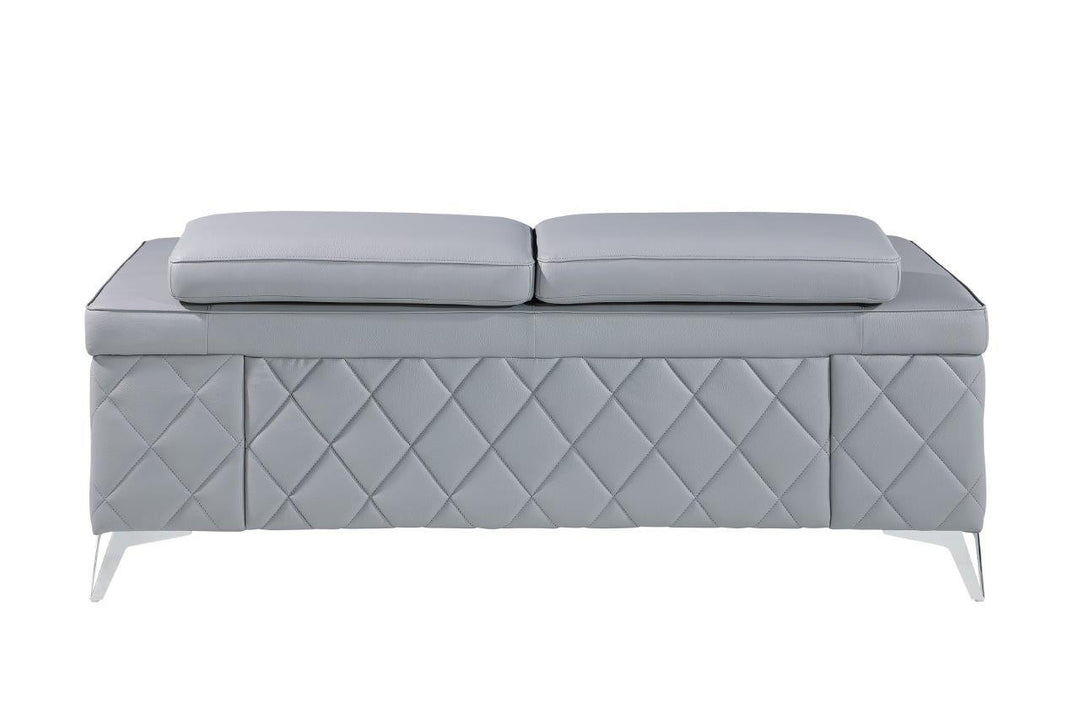 70" Light Blue And Silver Metallic Leather Loveseat