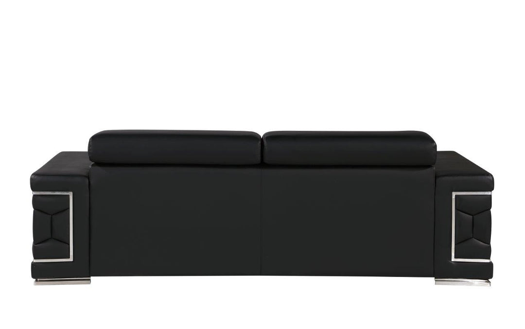 89" Black And Silver Leather Sofa