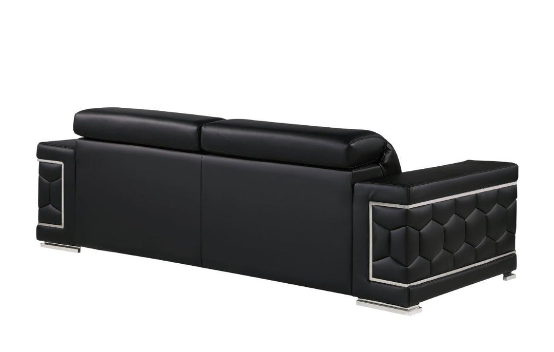 89" Black And Silver Leather Sofa