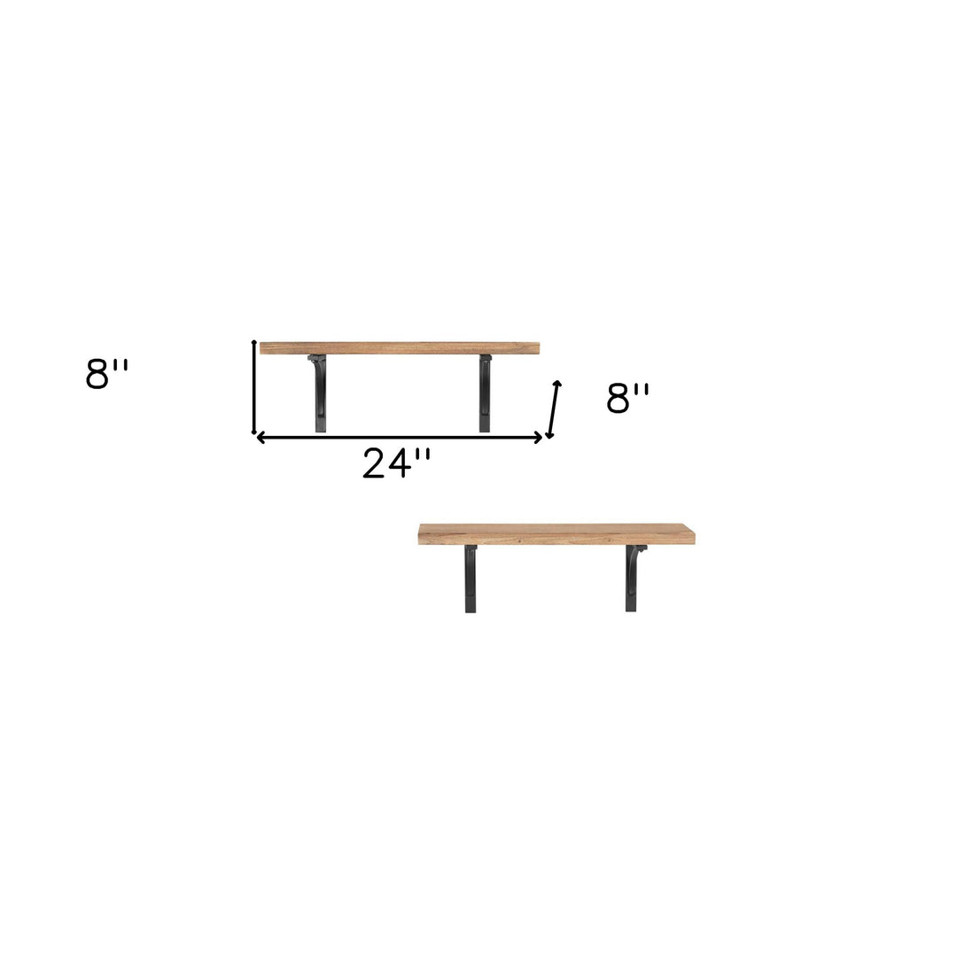 24" Two Shelves Solid Wood Wall Mounted Shelving Unit