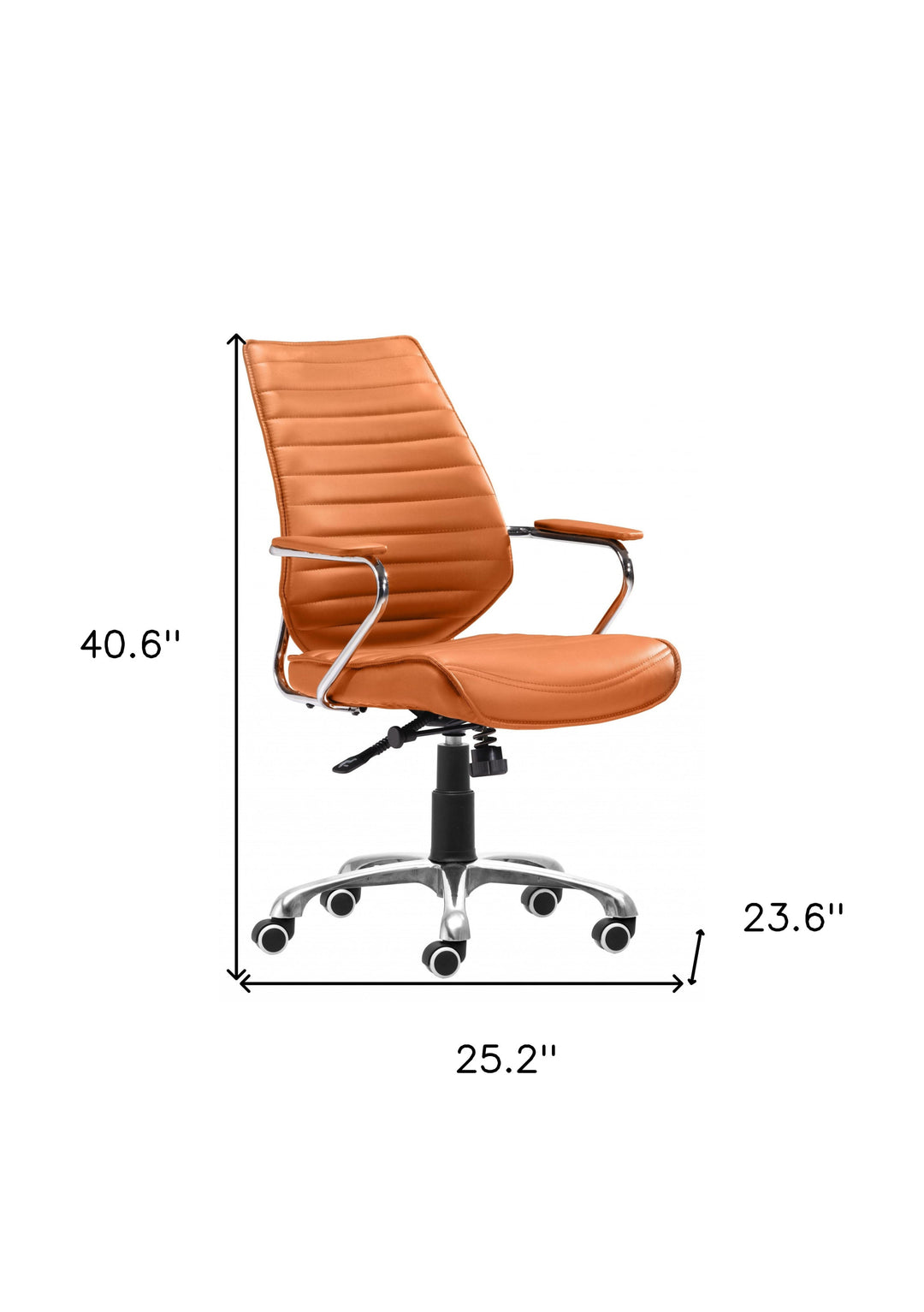 Orange and Silver Adjustable Swivel Metal Rolling Executive Office Chair