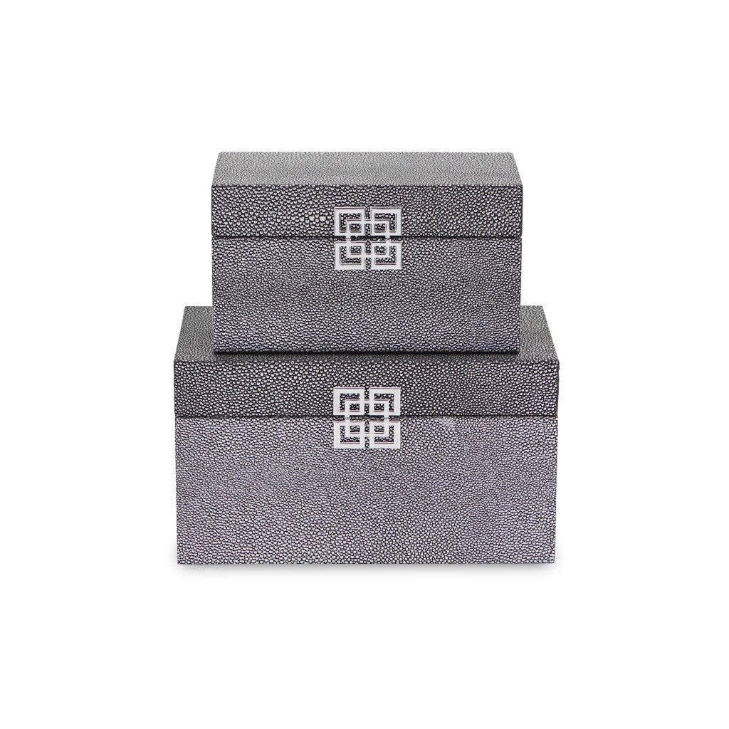 Set of Two Gray Wooden Boxes