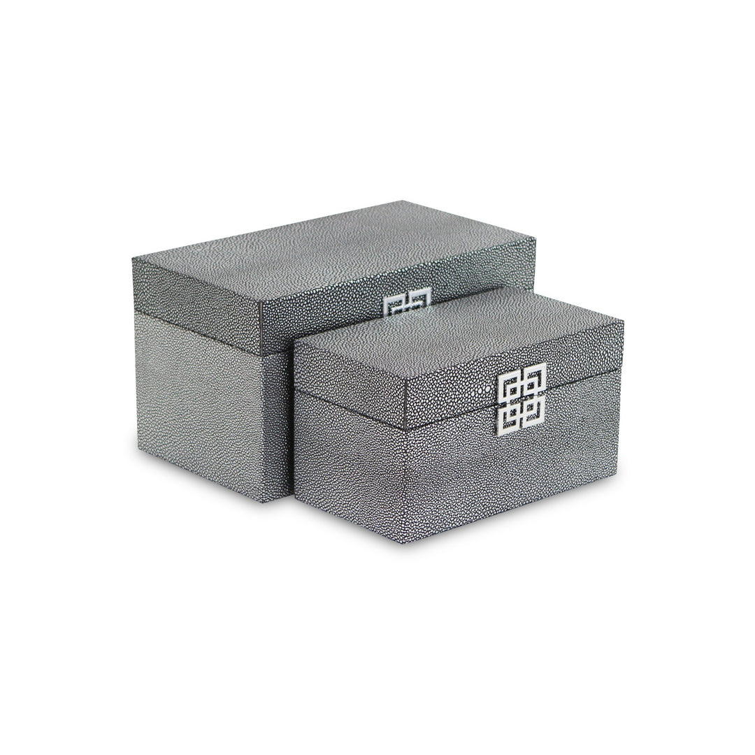 Set of Two Gray Wooden Boxes