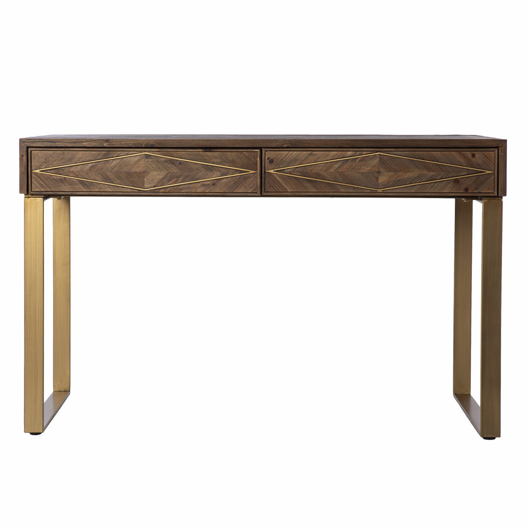 Shades of Brown and Gold Reclaimed Wooden Desk