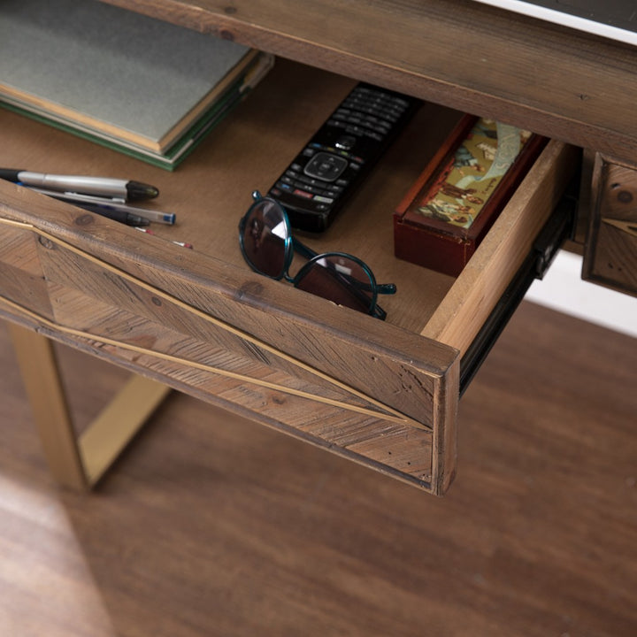 Shades of Brown and Gold Reclaimed Wooden Desk