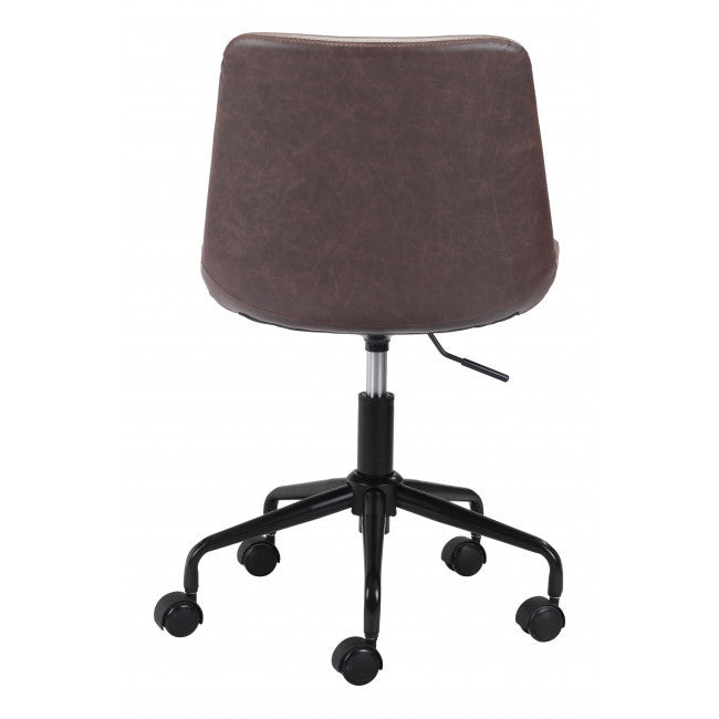 Modern Brown Faux Leather Rolling Office Chair