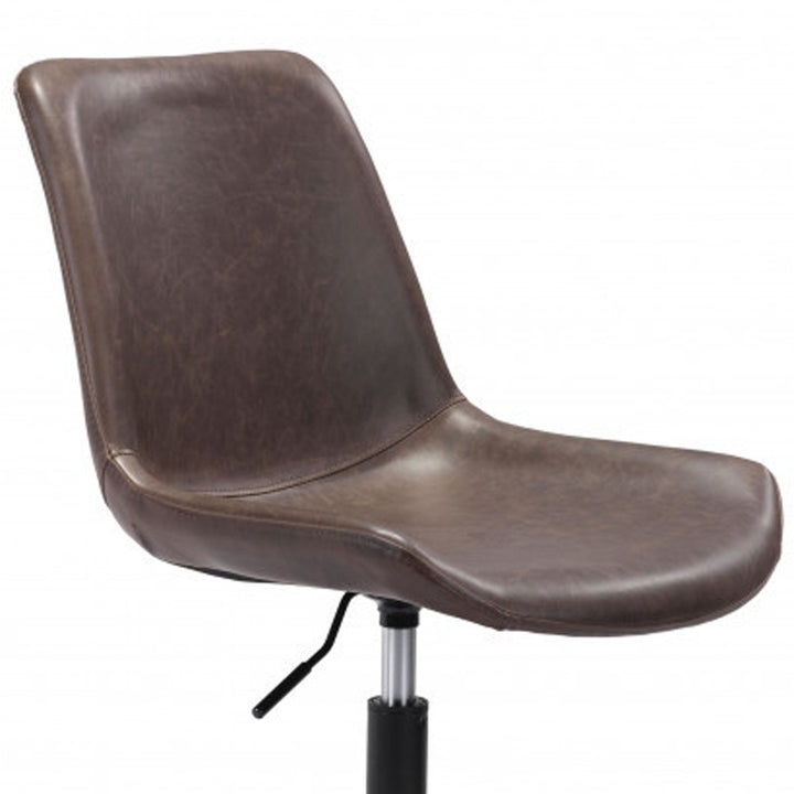 Modern Brown Faux Leather Rolling Office Chair